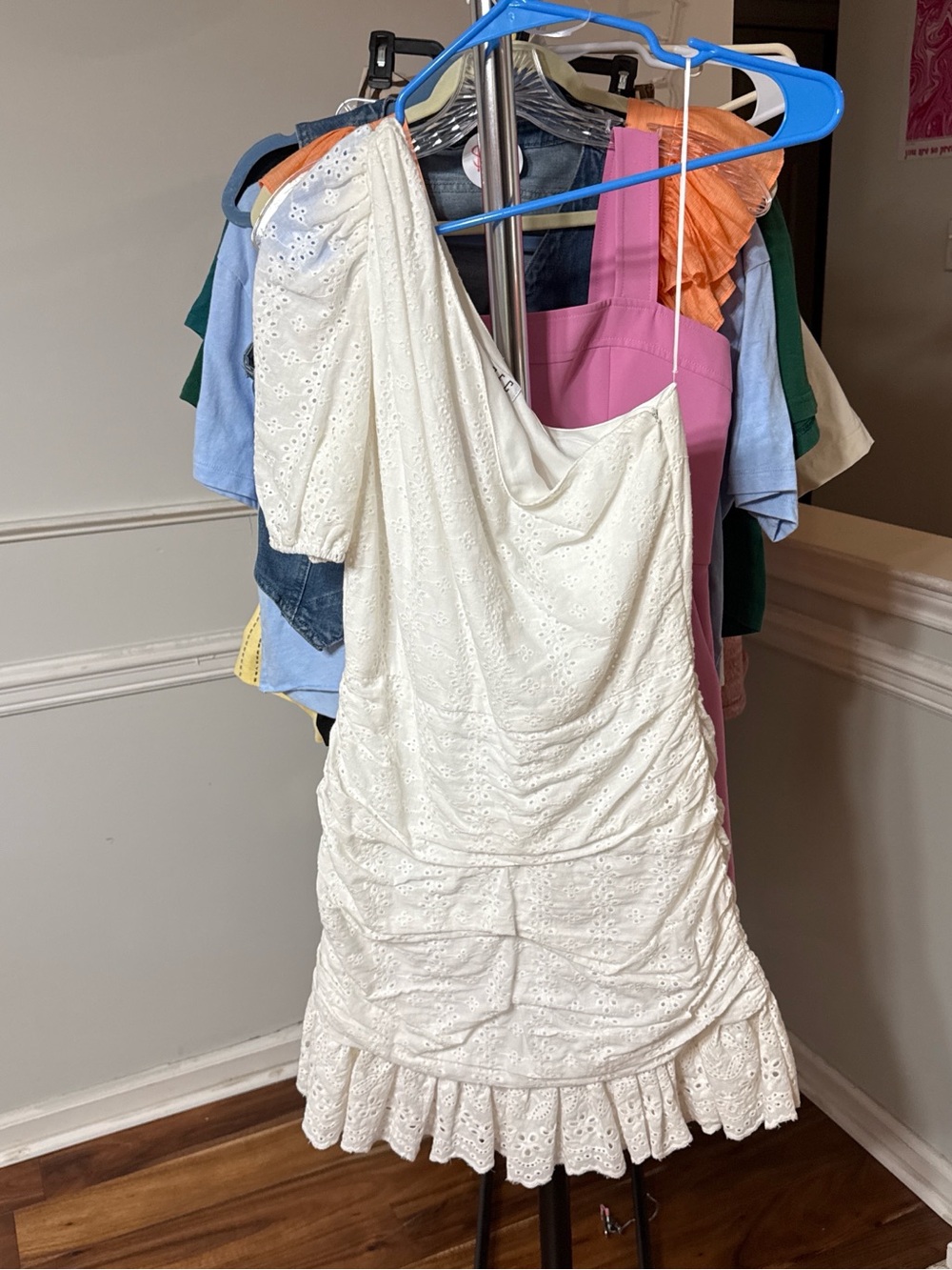 TCEC White One-Shoulder Ruffle Dress